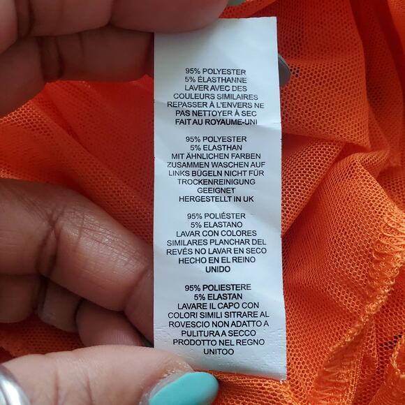 Pretty Little Thing Short Sleeve Cut Out Orange Side Mesh Dress 6 - Picture 10 of 10